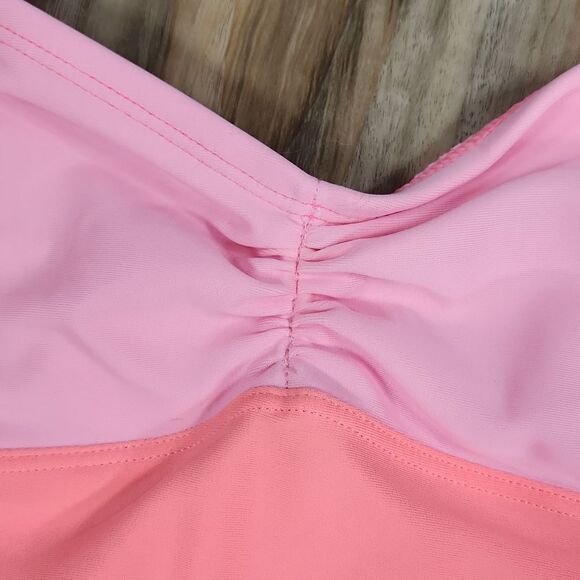 🧚‍♂️Free Country Fuchsia, Coral Orange, & Pink Colorblock Tankini - Picture 4 of 12